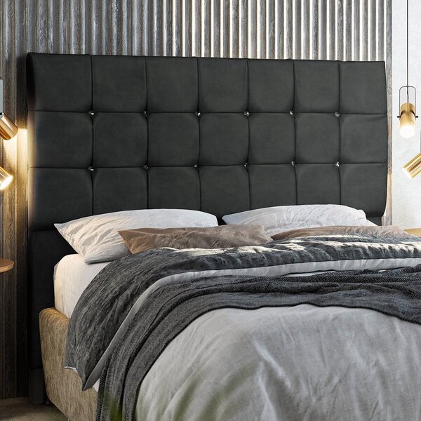 Cabeceira Casal 160 Cm Com Strass Dubai Preto