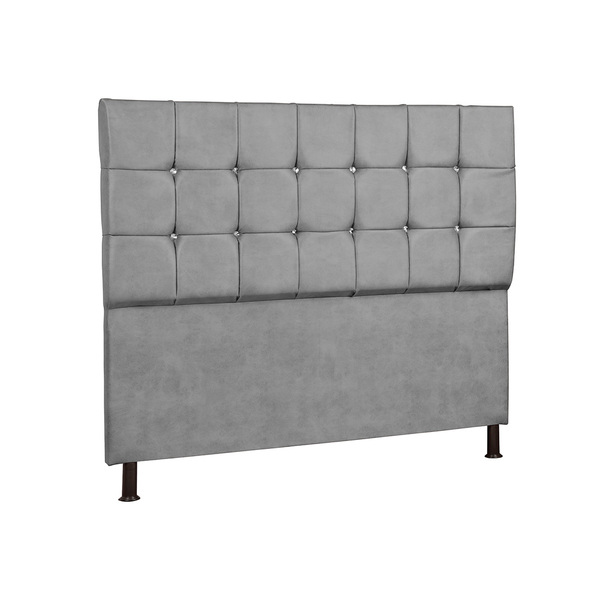 Cabeceira Casal 160 Cm Com Strass Dubai Veludo  Cinza