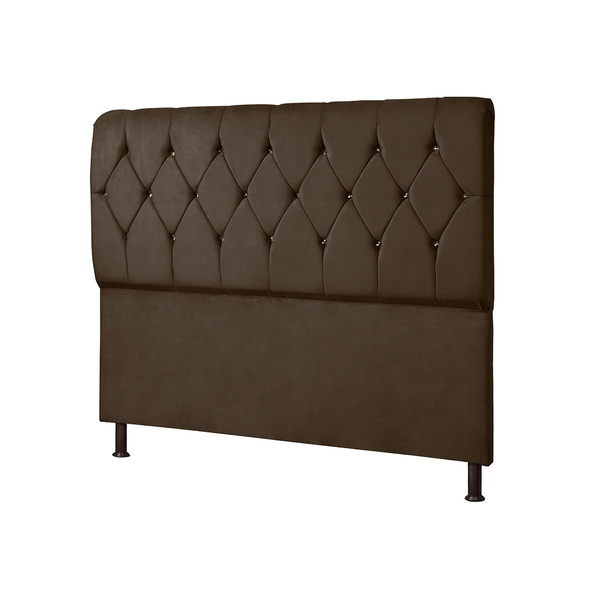 Cabeceira Casal 160 Cm Com Strass Malaga Veludo  Marrom