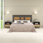 Cabeceira Casal 160cm Com Pés Fellicci Grafite/nogal