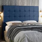 Cabeceira Casal 195 Cm Com Strass Dubai Veludo  Azul Marinho