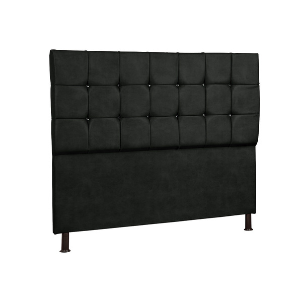 Cabeceira Casal 195 Cm Com Strass Dubai Veludo  Preto