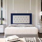 Cabeceira Casal 1 40m Havana Suede Azul Com Corino Branco - P