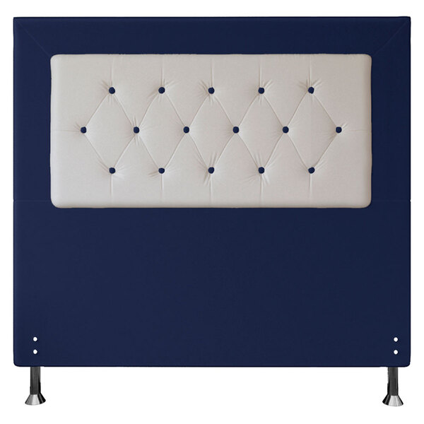 Cabeceira Casal 1 40m Havana Suede Azul Com Corino Branco - P