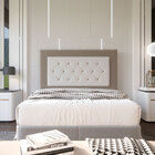 Cabeceira Casal 1 40m Havana Suede Bege Com Corino Branco - P