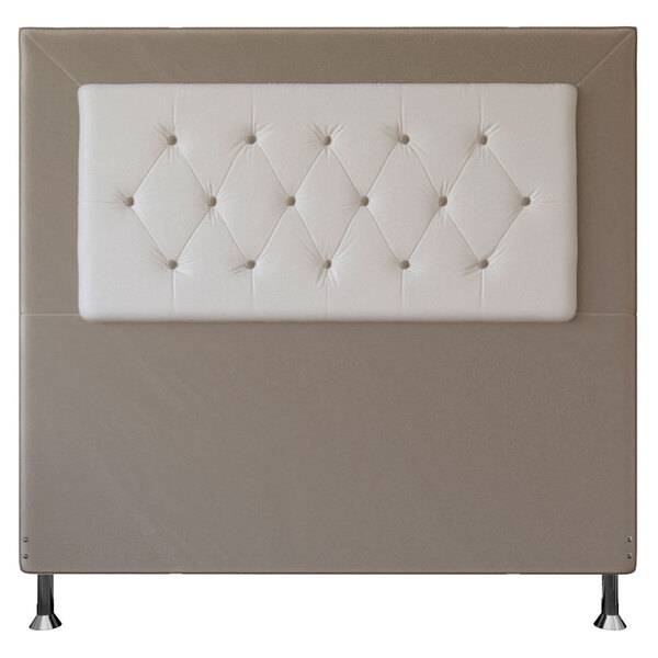 Cabeceira Casal 1 40m Havana Suede Bege Com Corino Branco - P