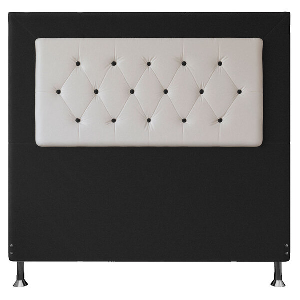 Cabeceira Casal 1 40m Havana Suede Preto Com Corino Branco -