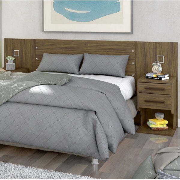 Cabeceira Casal 4 Gavetas New Magistral Zanzini Nogal