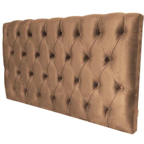 Cabeceira Casal Almofadada Luna Diamond Suede Liso Capuccino