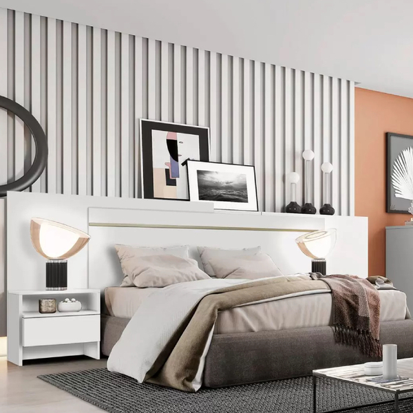 Cabeceira Casal Box Com 2 Mesas De Cabeceira Prime Novo Horiz