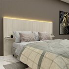 Cabeceira Casal Box Com Impressão Ripada E Led 2 Prateleiras
