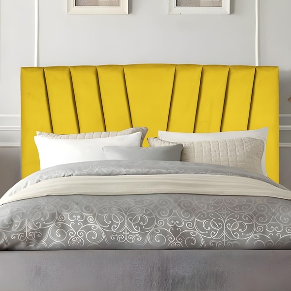 Cabeceira Casal Box De Cama Estofada 140 Cm Lile Suede Amarelo