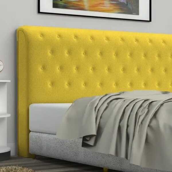 Cabeceira Casal Brenda 140 Cm Suede Amarelo - D A Decor