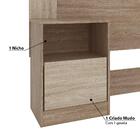 Cabeceira Casal London Com Criado Mudo 1 Gaveta - Nogal/vanil