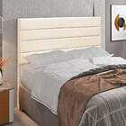 Cabeceira Casal Cama Box 140cm  Para Quarto Rubi Suede Bege M