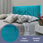Cabeceira Casal Cama Box Estofada Módena Versatile Suede Azul