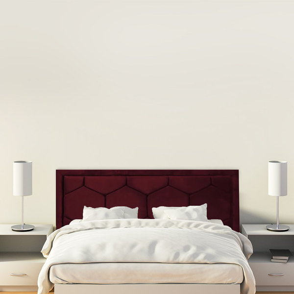Cabeceira Casal Colmeia 1 40m Estofado Modulado Suede Vinho