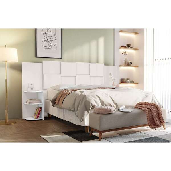 Cabeceira Casal Com 2 Mesas De Apoio Firenze Branca