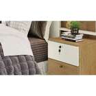 Cabeceira Casal Com 2 Mesas De Apoio Santori Amêndoa E Off Wh