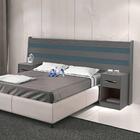 Cabeceira Casal Com 2 Mesas De Cabeceira Grafite Azul Delta F