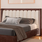 Cabeceira Casal Com Led Yeon Courino Marrom / Linho Off White