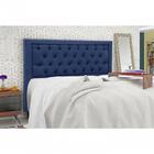 Cabeceira Casal Estofada Baronesa Nobuck Veludo Azul