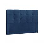 Cabeceira Casal Estofada Clean Nobuck Veludo Azul Simbal