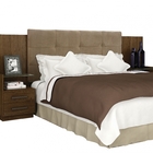 Cabeceira Casal Estofada Com 2 Mesas De Apoio Galaxy Braúna,