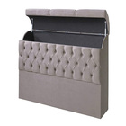 Cabeceira Casal Estofada Com Baú 1,38m Safíra Cinza