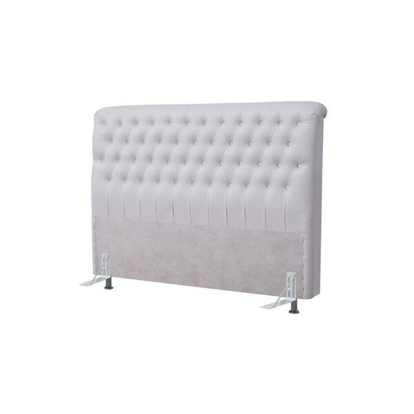 Cabeceira Casal Estofada Imperatriz Helanca Branco Simbal