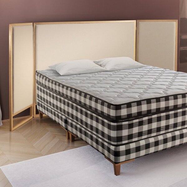 Cabeceira Casal Estofada Lambri Paropas By Ecosono Bege/palaz