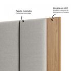 Cabeceira Casal Estofada Linho Cinza Claro Tw194 Freijó Liso