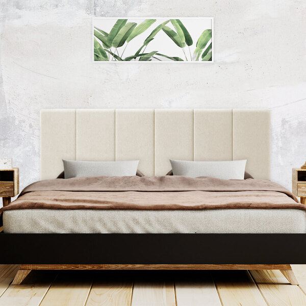 Cabeceira Casal Estofada Palha Suede Para Cama Box Viena