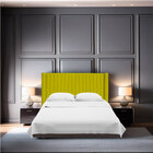 Cabeceira Casal Estofada Para Cama Box Alicia Veludo Amarelo