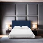 Cabeceira Casal Estofada Para Cama Box Alicia Veludo Azul Mar