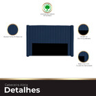 Cabeceira Casal Estofada Para Cama Box Alicia Veludo Azul Mar