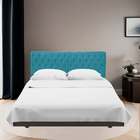 Cabeceira Casal Estofada Para Cama Box Glass Veludo Azul Claro