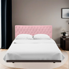 Cabeceira Casal Estofada Para Cama Box Glass Veludo Rosa Bebe