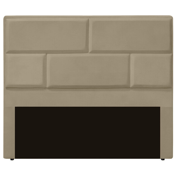 Cabeceira Casal Estofada Para Cama Box Jade Veludo Bege Médio