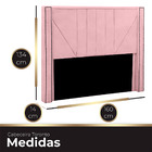 Cabeceira Casal Estofada Para Cama Box Toronto Veludo Rosa Be