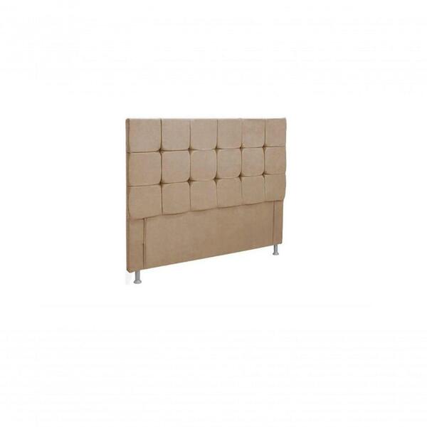 Cabeceira Casal Estofada Slim Suede Bege Simbal