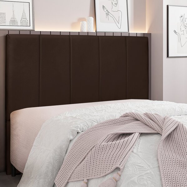 Cabeceira Casal Estofada Suede 140cm Ravena  Café