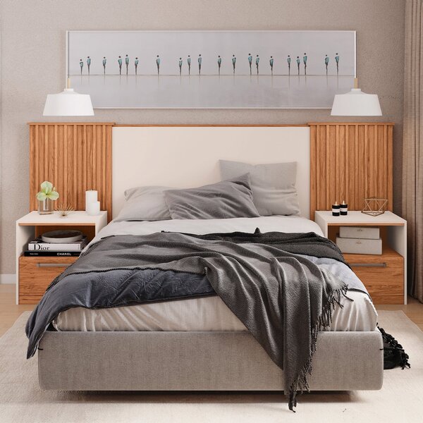 Cabeceira Casal Extensível 2 Mesas Com Gaveta Lucius Freijó/o