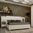 Cabeceira Casal Extensível Com 2 Mesas De Apoio Dacar Branca