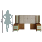 Cabeceira Casal Extensível Com 2 Mesas De Apoio Ripado E Esto