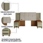 Cabeceira Casal Extensível Com 2 Mesas De Apoio Ripado E Esto