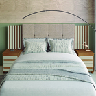 Cabeceira Casal Extensível Com 2 Mesas De Apoio Ripado E Esto