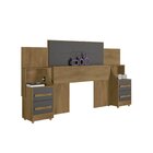 Cabeceira Casal Extensível Com 2 Mesas De Cabeceira 4 Gavetas