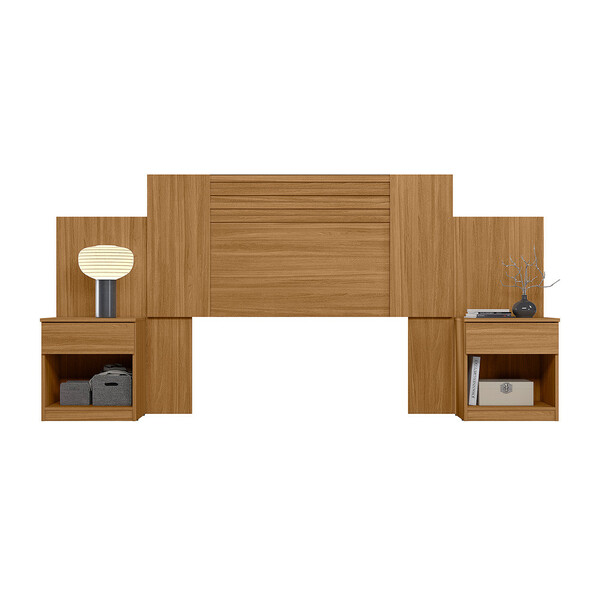 Cabeceira Casal Extensível Com 2 Mesas De Cabeceira Araguaia