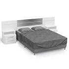 Cabeceira Casal Extensível Com Mesa De Apoio Batis Branca